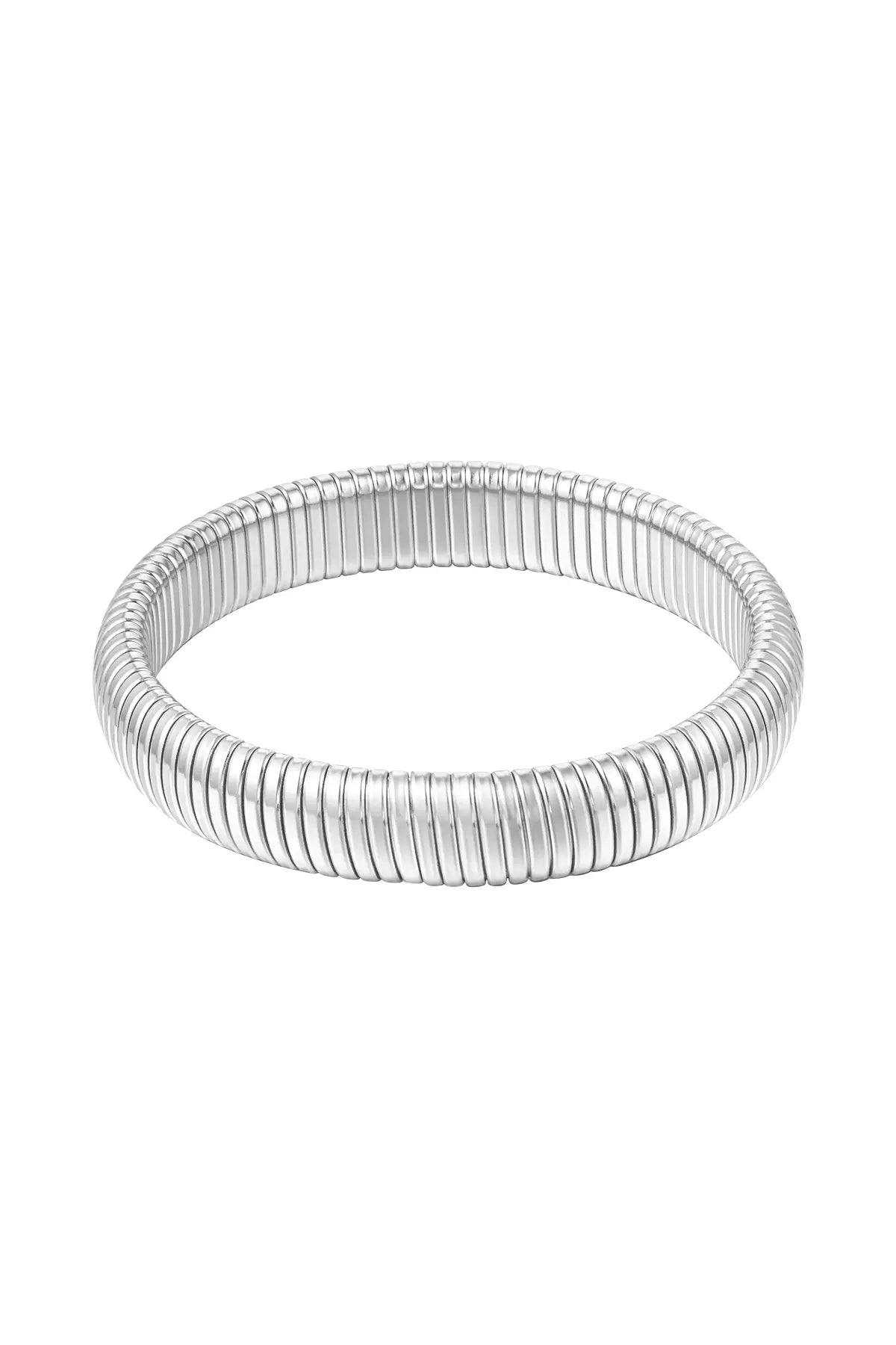 elastisches armband mit gerippte Struktur in Silber