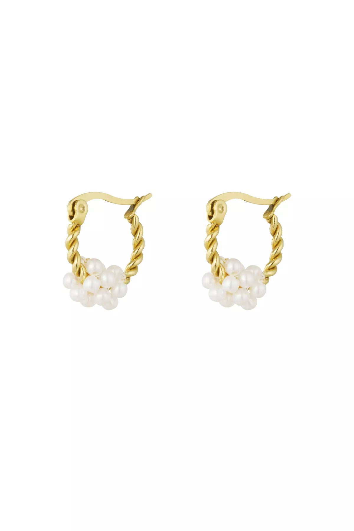 Twisted Ohrringe mit Perlen in Gold