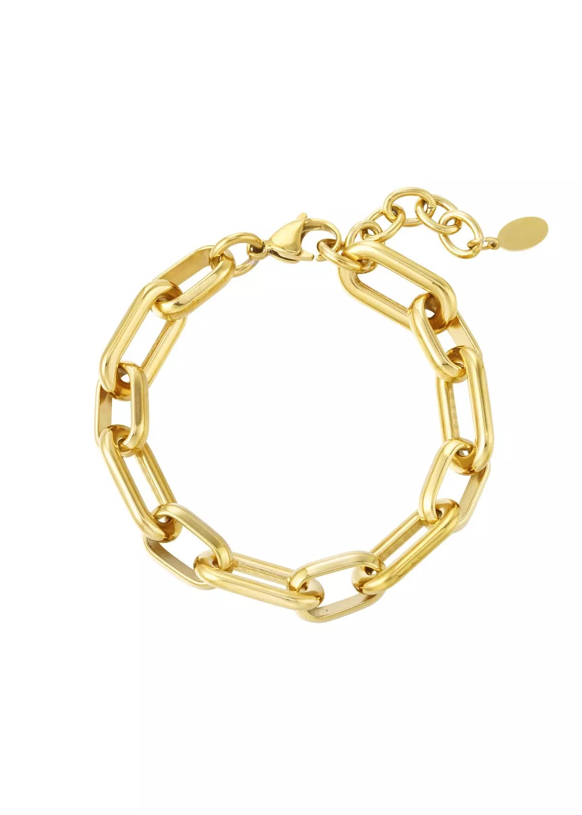 Dieses Armband besteht aus großen Gliedern,