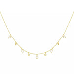 Goldene Damen Halskette mit kleinen Perlen und filigranen Anhängern, eleganter feiner Schmuck