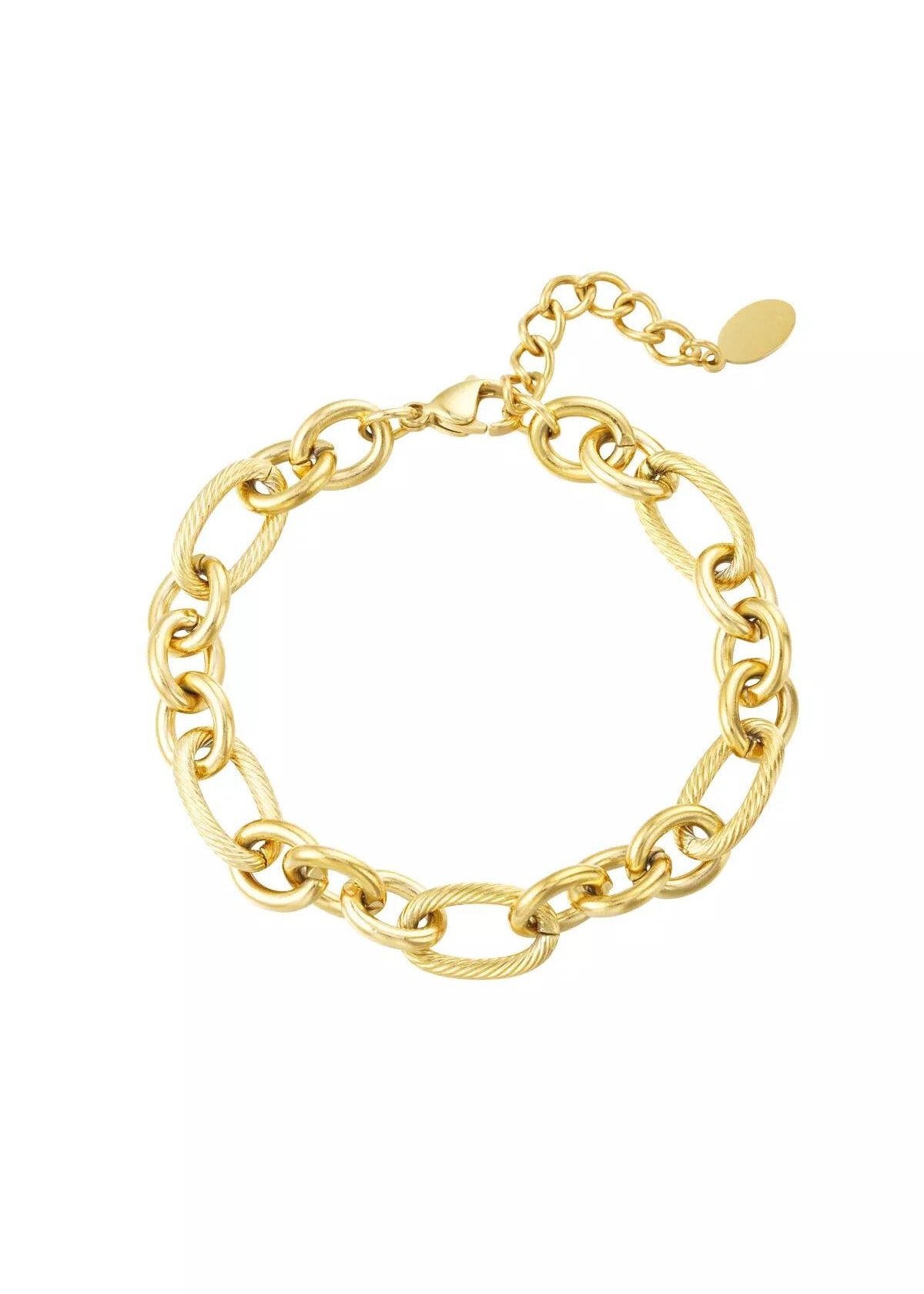 Diese Armkette präsentiert sich mit einer harmonischen Kombination aus kleinen und großen Gliedern