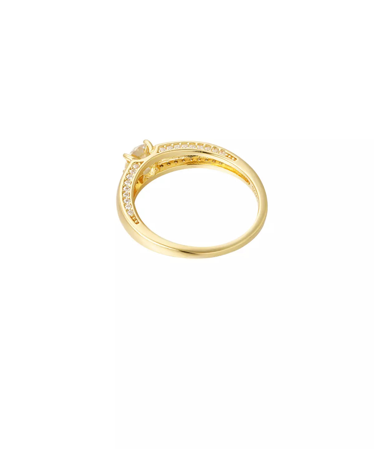 goldener ring mit funkelnden Moissanit-Stein 