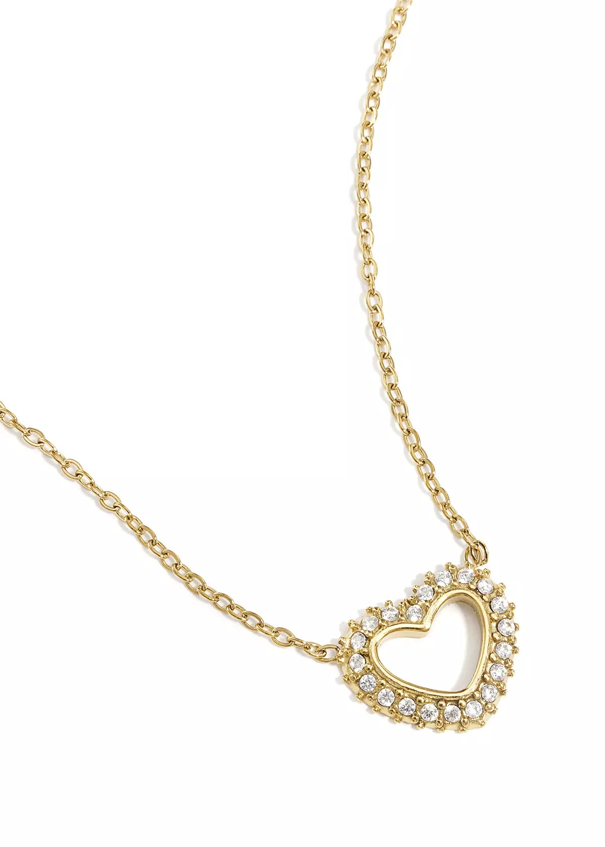 Goldene Herz Halskette Damen mit Zirkonia, moderner filigraner Schmuck