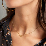 Feine goldene Halskette mit rundem Kreis Anhänger für Damen