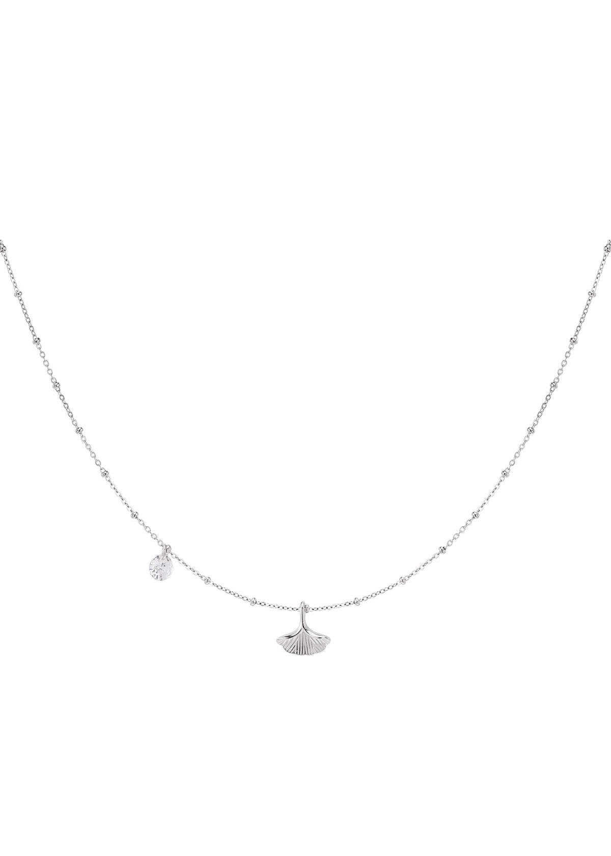 Minimalistische silberne Halskette mit Ginkgo Blatt Anhänger