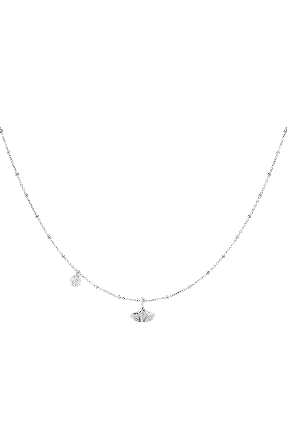 Minimalistische silberne Halskette mit Ginkgo Blatt Anhänger