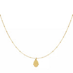 Feine goldene Hamsa Kette für Damen mit Hand der Fatima Anhänger, stilvoller und minimalistischer Schmuck