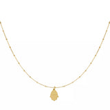 Feine goldene Hamsa Kette für Damen mit Hand der Fatima Anhänger, stilvoller und minimalistischer Schmuck