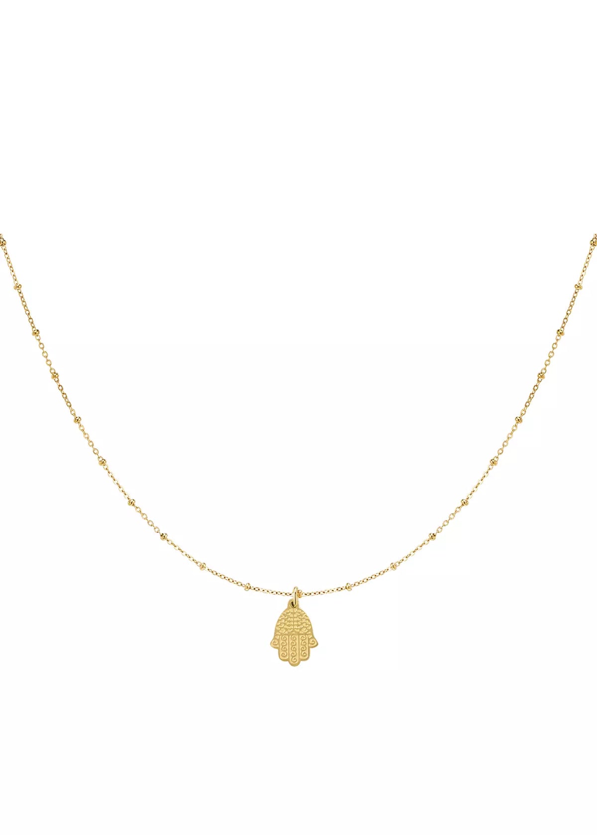 Feine goldene Hamsa Kette für Damen mit Hand der Fatima Anhänger, stilvoller und minimalistischer Schmuck