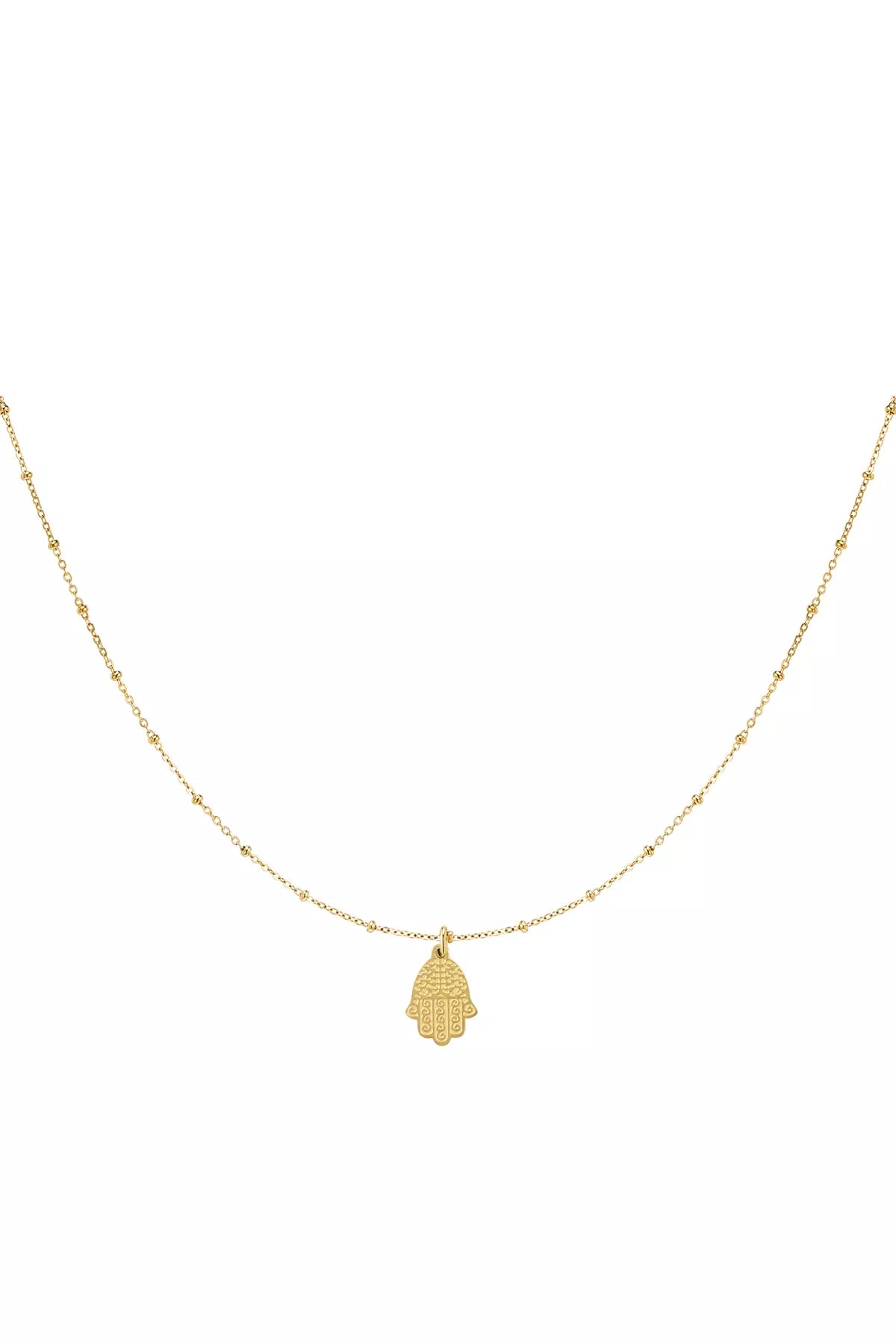 Feine goldene Hamsa Kette für Damen mit Hand der Fatima Anhänger, stilvoller und minimalistischer Schmuck