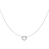 ilberne Herz Halskette Damen mit Zirkonia, moderner filigraner Schmuck