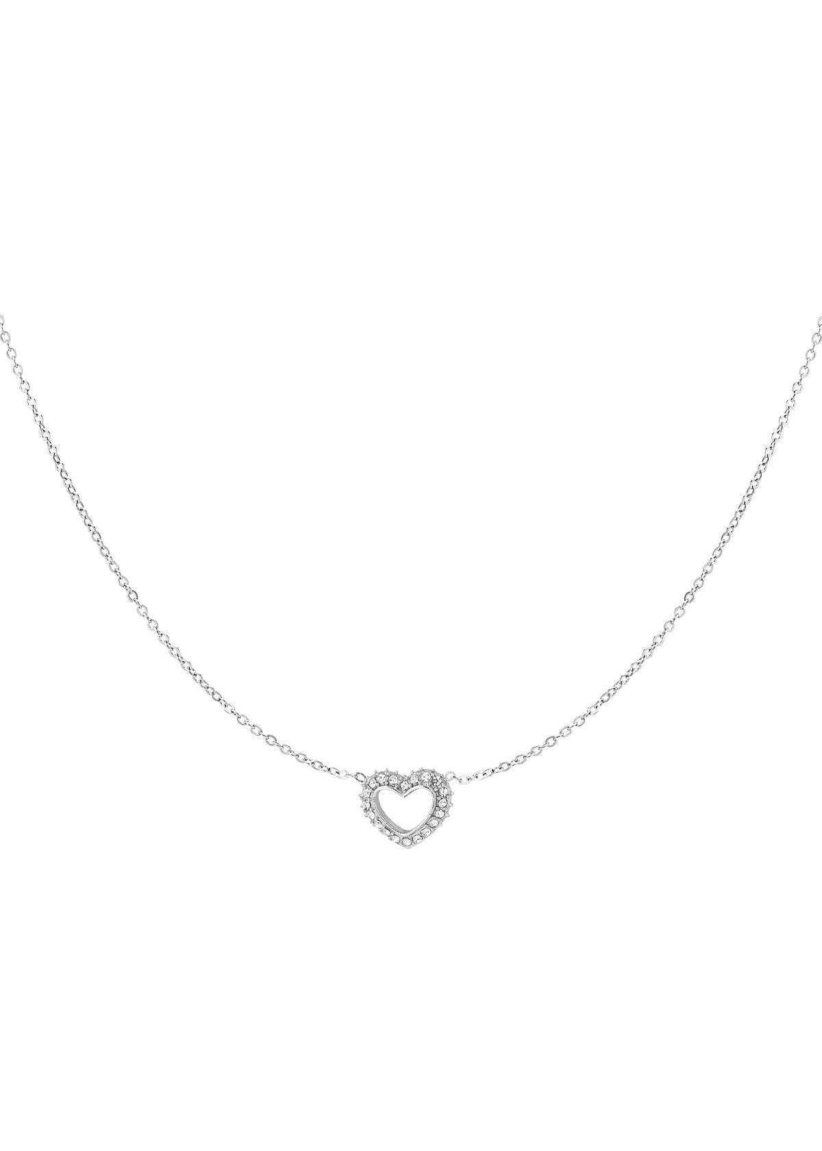 ilberne Herz Halskette Damen mit Zirkonia, moderner filigraner Schmuck