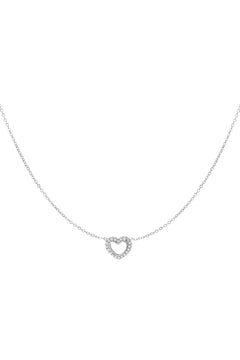 ilberne Herz Halskette Damen mit Zirkonia, moderner filigraner Schmuck