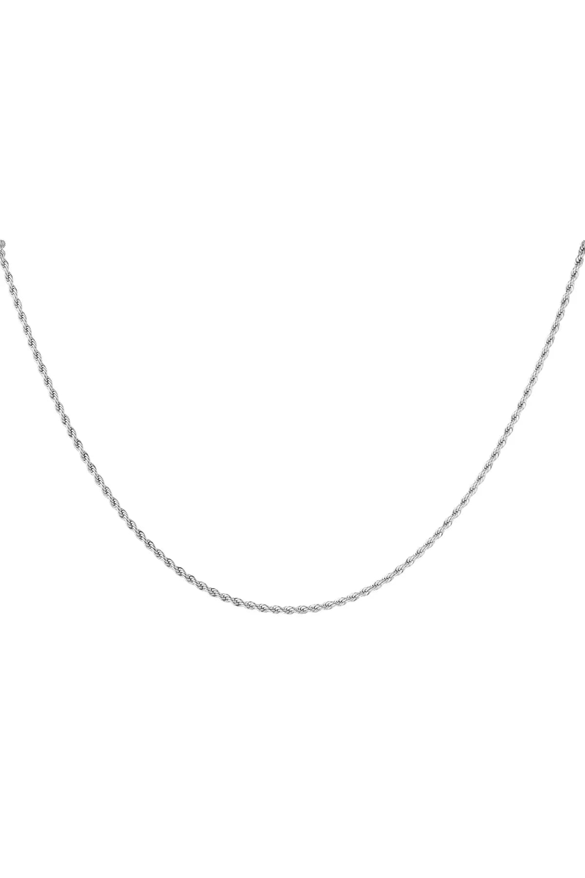 Feine silberne Kordelkette für Damen mit gedrehtem Design, eleganter Schmuck