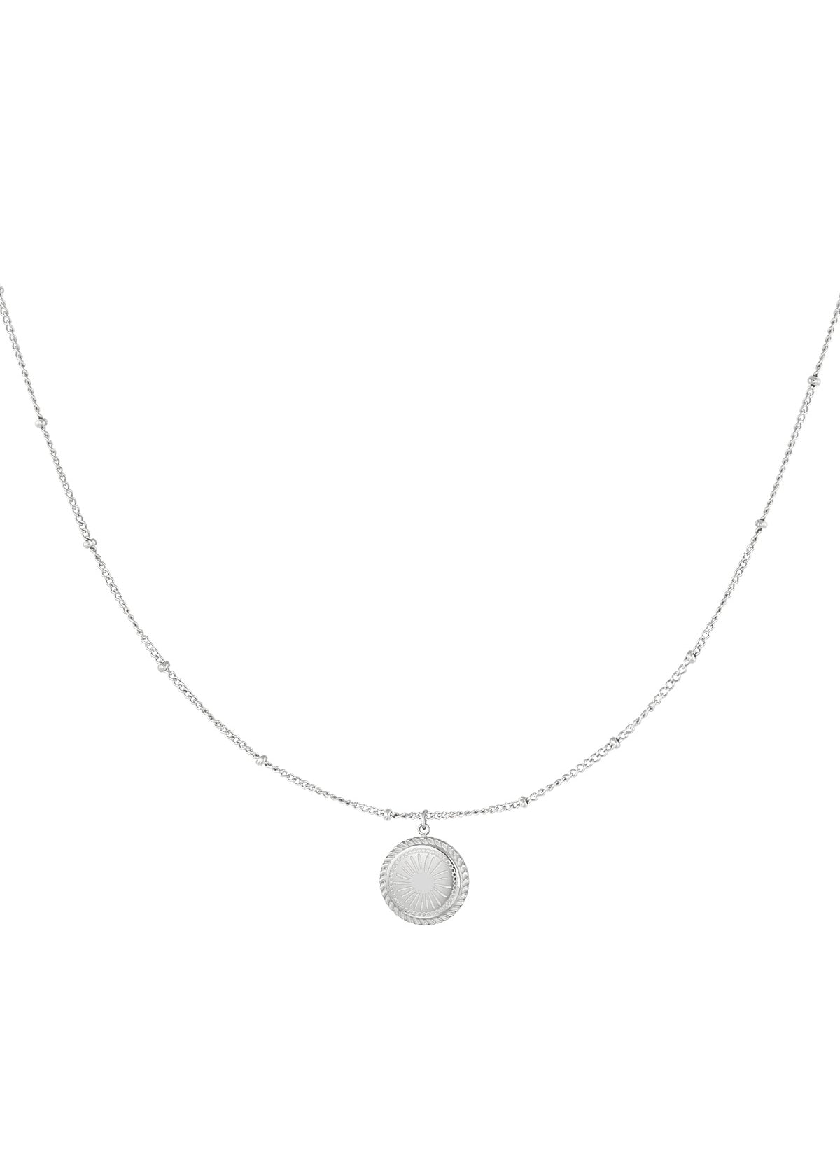 Silberne Medaillon Halskette für Damen mit rundem Anhänger, feine elegante Kette