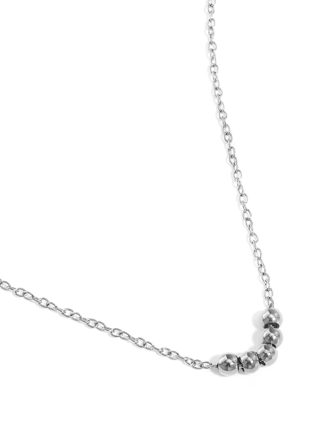 Feine silberne Halskette für Damen mit kleinen Kugeln, eleganter minimalistischer Schmuck