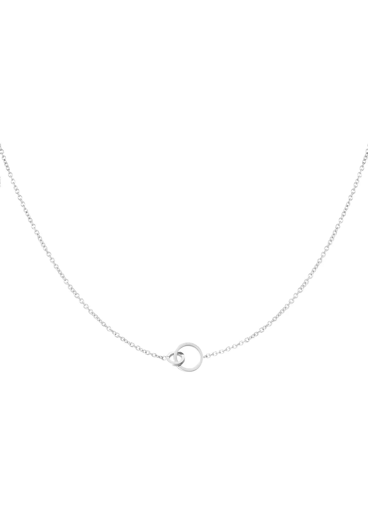 Silberne Damen Halskette mit kleinem Ring Anhänger, schlicht elegant