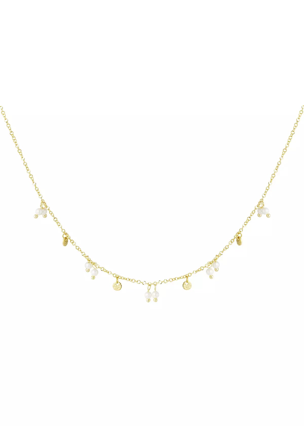 Perlen Halskette in Gold mit Charm Anhänger 