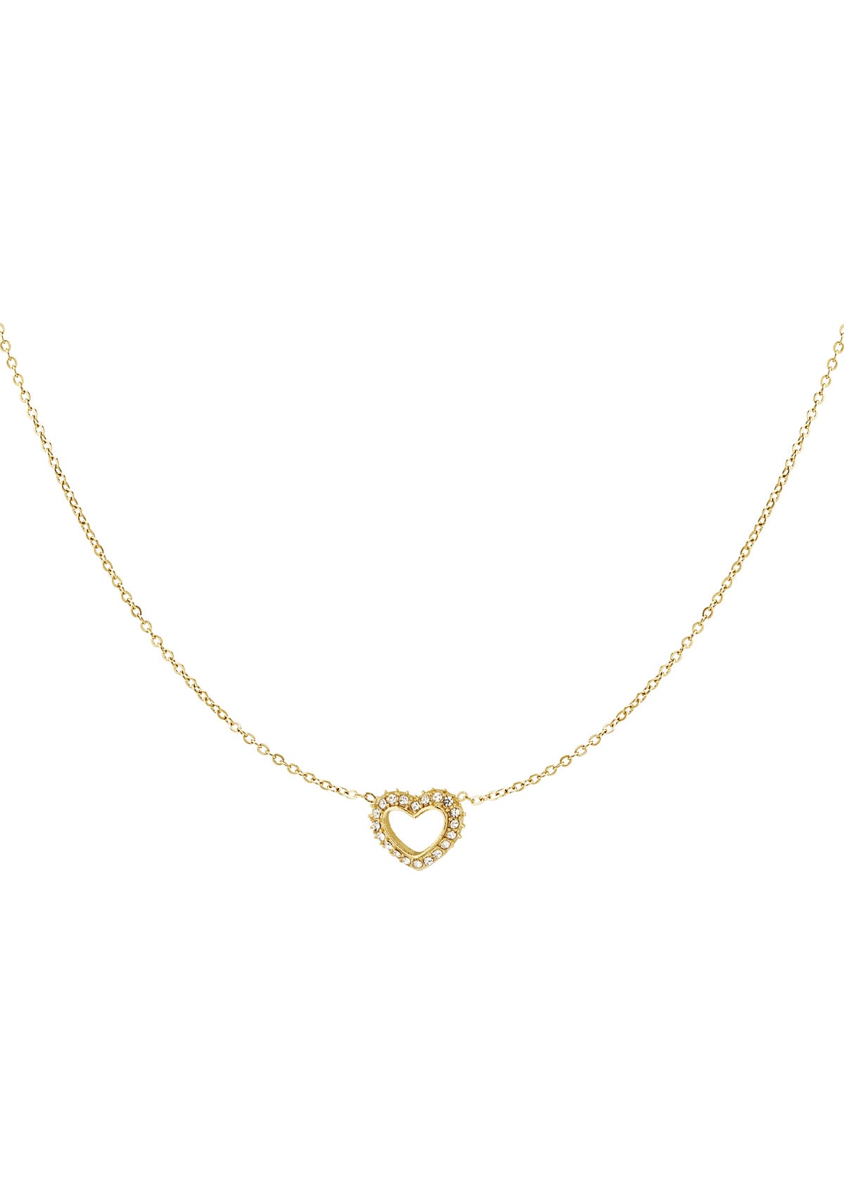 Goldene Herz Halskette mit funkelnden Strasssteinen für Damen aus vergoldetem Edelstahl von OLANA W.