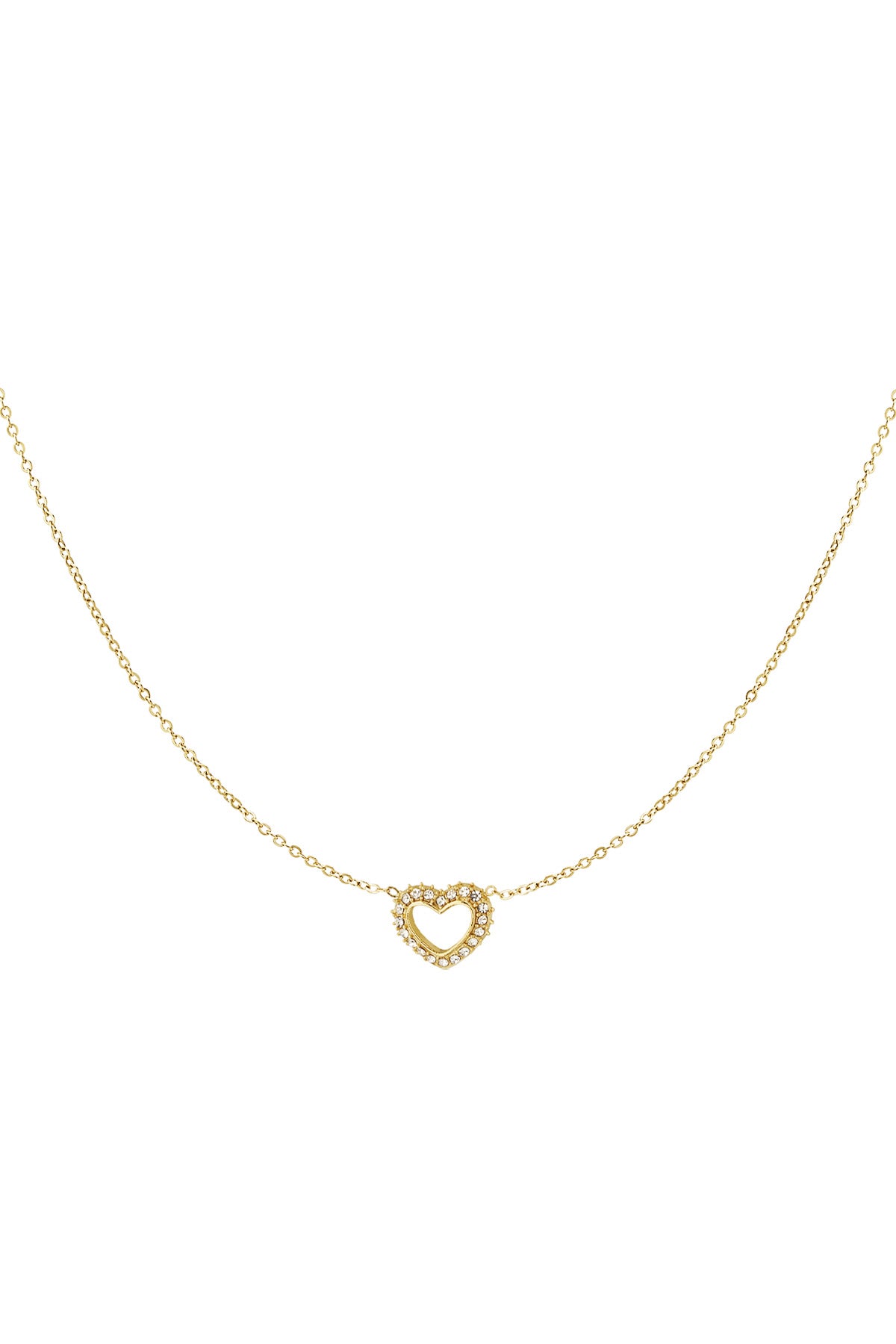 Goldene Herz Halskette mit funkelnden Strasssteinen für Damen aus vergoldetem Edelstahl von OLANA W.