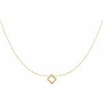 Goldene Kleeblatt Halskette mit Strasssteinen für Damen aus vergoldetem Edelstahl von OLANA W.