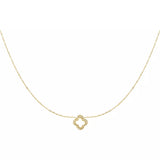 Goldene Kleeblatt Halskette mit Strasssteinen für Damen aus vergoldetem Edelstahl von OLANA W.