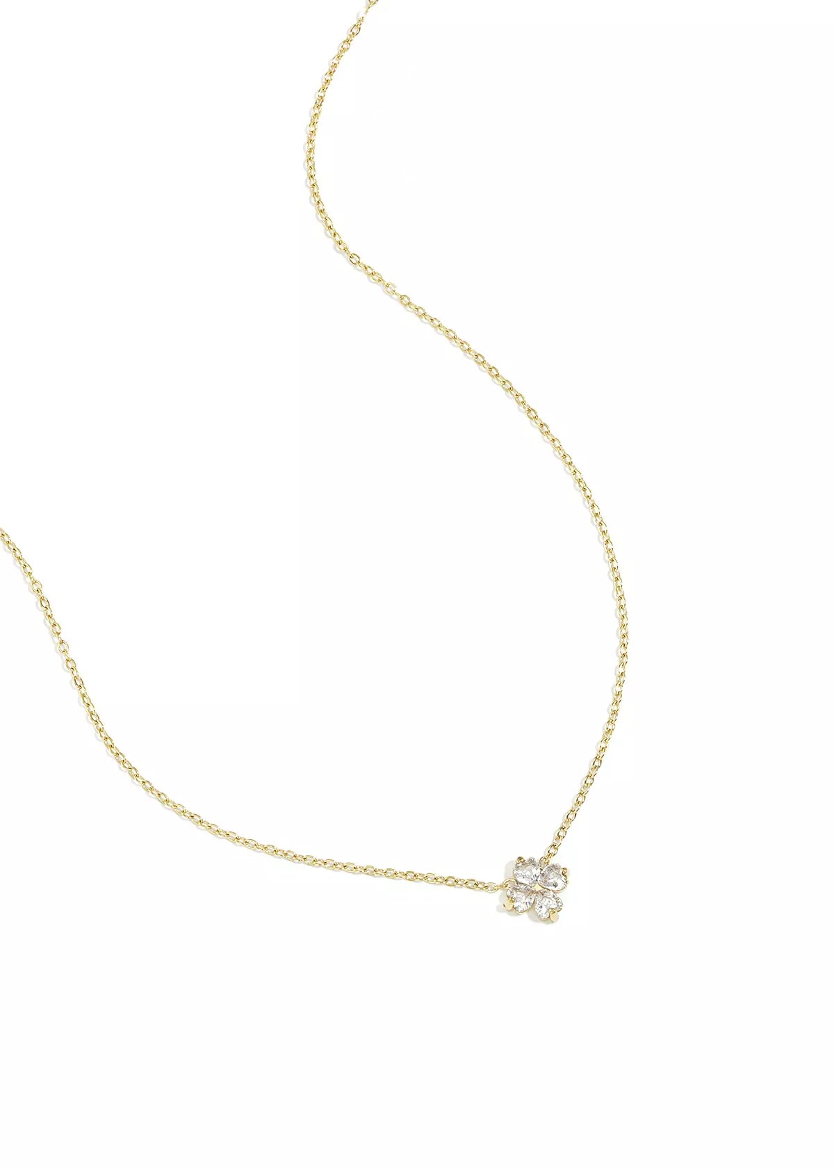Goldene Kleeblatt Halskette für Damen mit Zirkonia-Steinen aus vergoldetem Edelstahl von OLANA W.