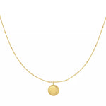 Goldene Halskette Damen mit rundem Medaillon Anhänger, minimalistischer Schmuck
