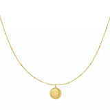 Goldene Halskette Damen mit rundem Medaillon Anhänger, minimalistischer Schmuck